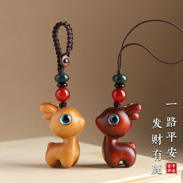 ✨ 一路平安檀木小鹿汽车钥匙扣挂件 ✨✨ Safe Journey Sandalwood Deer Keychain Pendant ✨