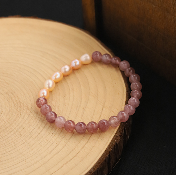 Rose Quartz&Natural pearl&designer bracelet&純手工製作手鏈